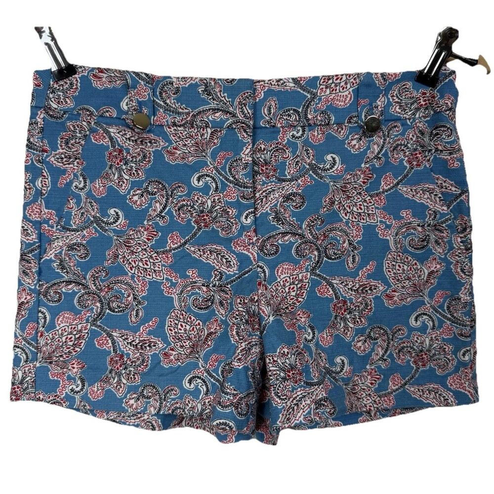 Ann Taylor LOFT Womens Multicolor Paisley Flat Front Stretch Chino Shorts Size 4